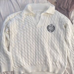Men's White Cable Knit Sweater